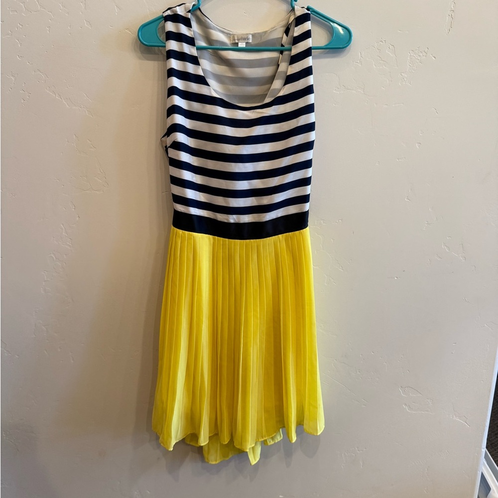 Charming Charlie Striped Navy and Yellow Mini Dress